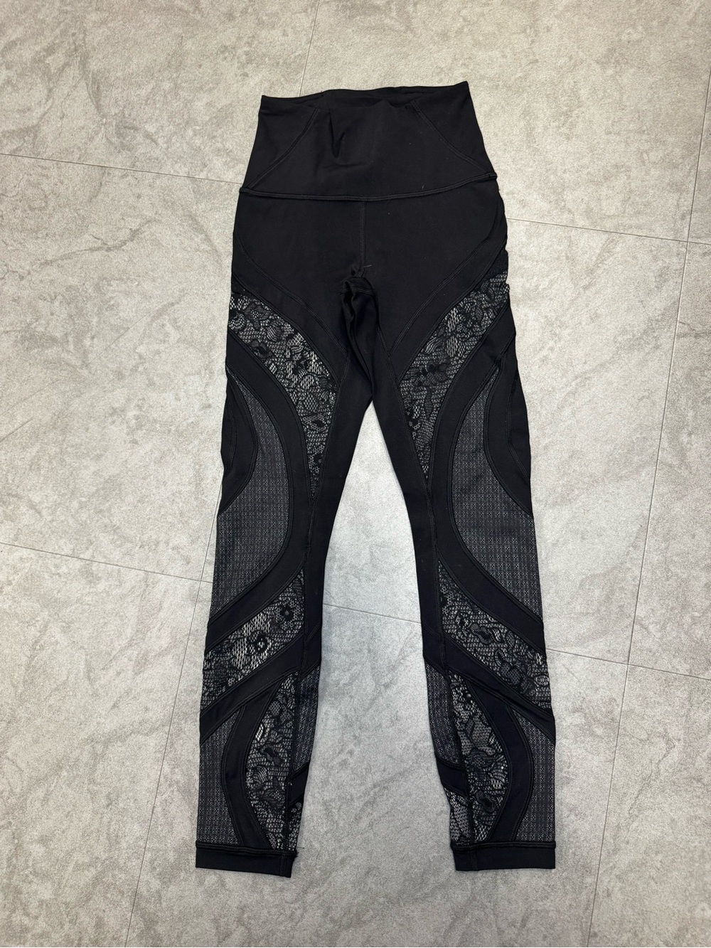 lululemon athletica Black High-Waist Lace & Mesh Panel Leggings